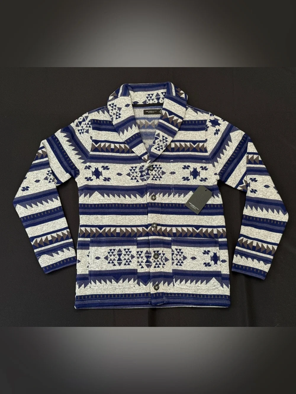 Junk Food New W Tags Cartigan Sweatshirt Sabatini Blue Indigo 12MJK609 Size Med